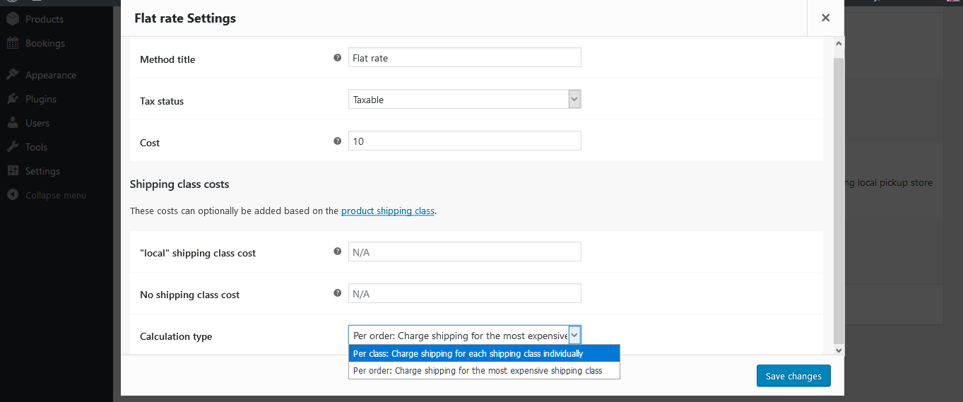 This is an image that shows Dokan new shipping method options