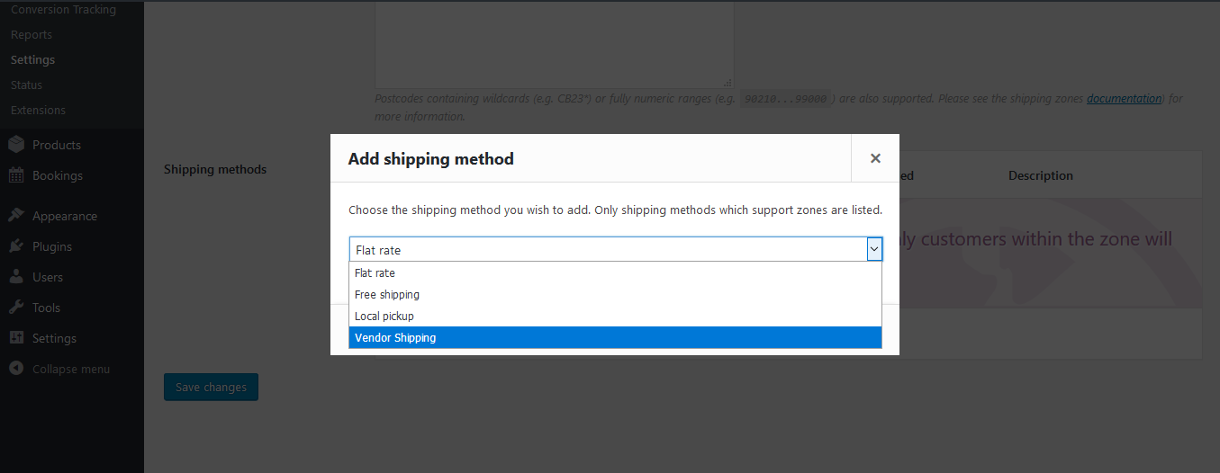 This image shows option for adding Dokan shipping method 