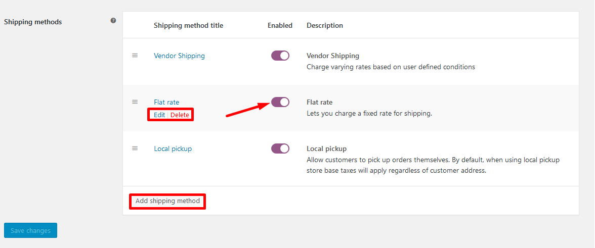 This is a screenshot for Dokan shipping flat rate option 