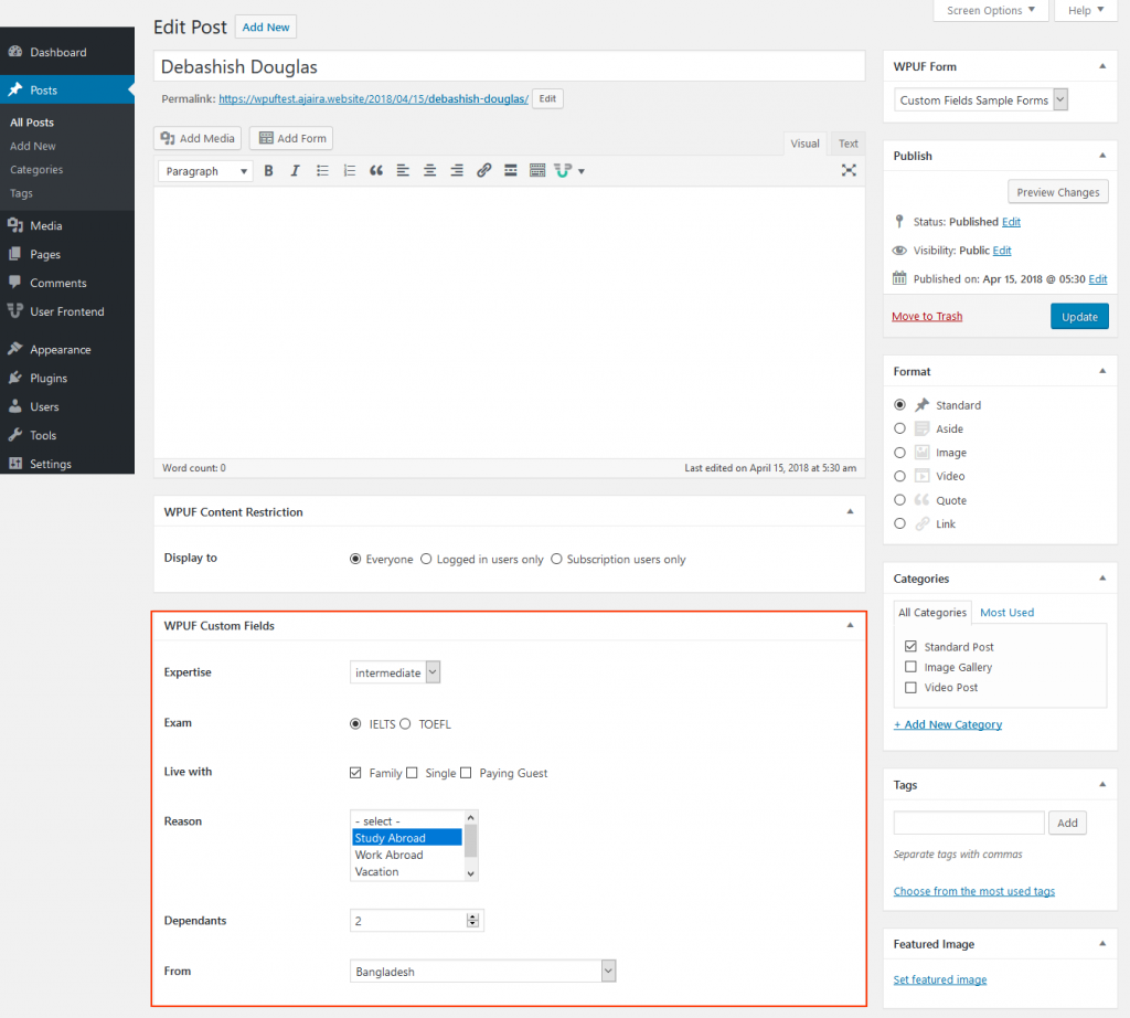 Advanced Custom Fields (ACF) Plugin Integration - weDevs