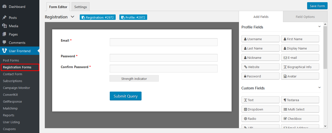 WordPress Signup Forms