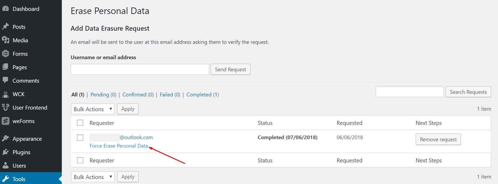 This image shows how to erase personal data