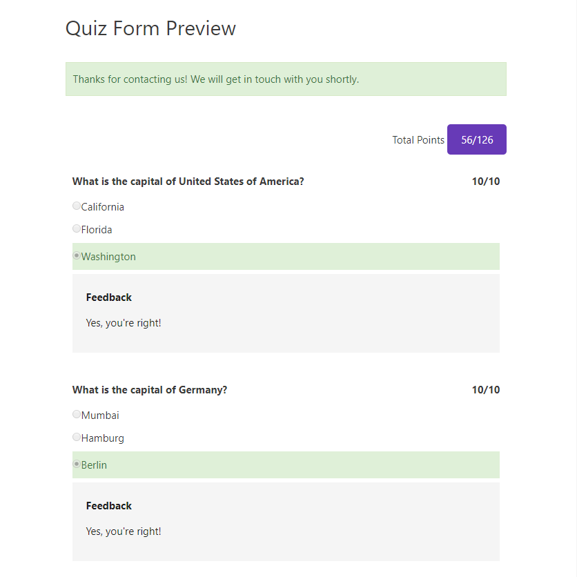 WordPress quiz