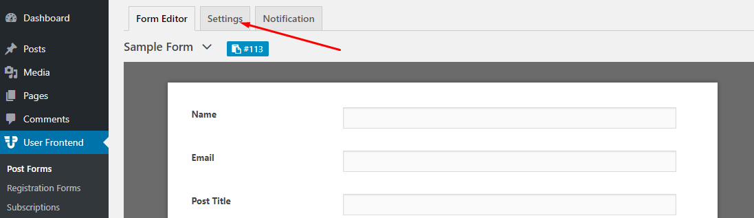 How to Display Form Settings