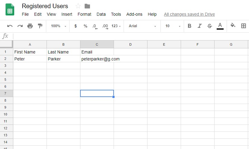 Google Sheet.