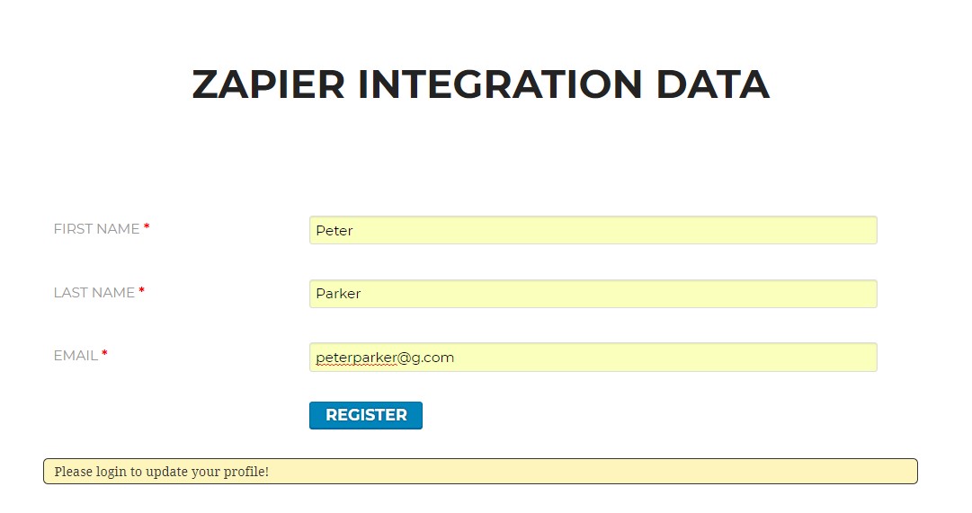 Frontend Registration Form