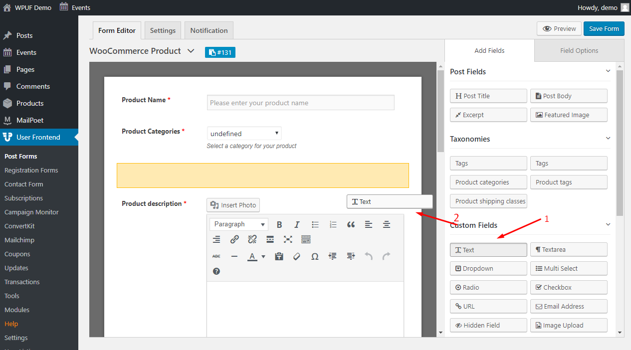 This image indicates WooCommerce product SKU settings 