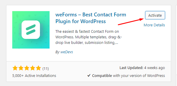 weForms WordPress Form Plugin