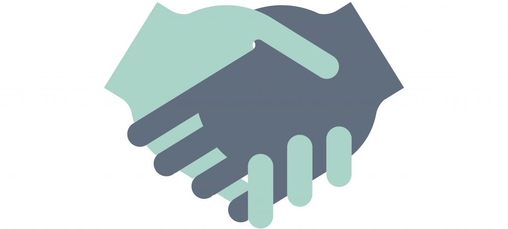 a graphic that shows hand shaking of two hands- possibly a business partnership. marketing strategies- Seth Godin's ideas