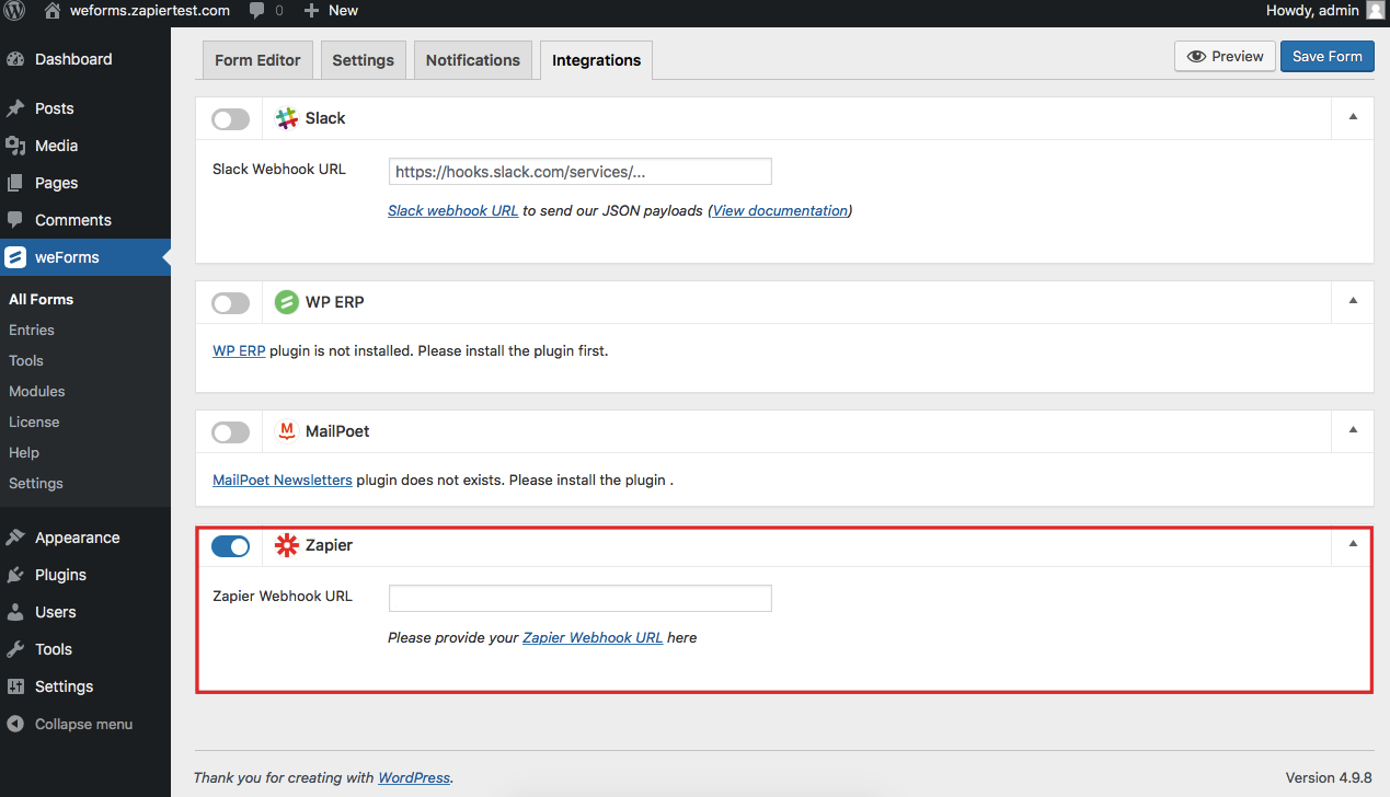 weforms-all-forms-zapier-webhook-url-enable