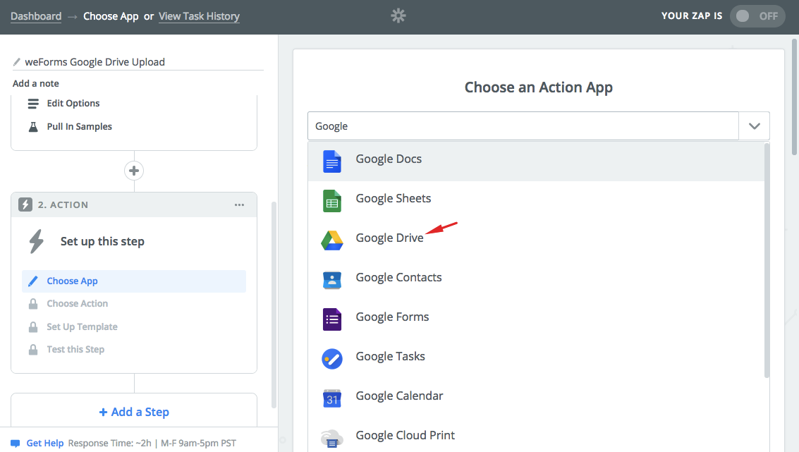 weforms-zapier-zap-google-drive