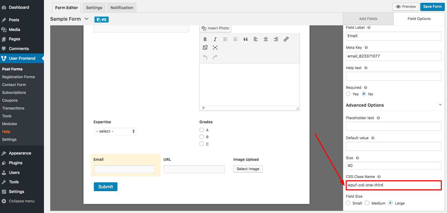 Add Multi Column Classes to Registration Forms