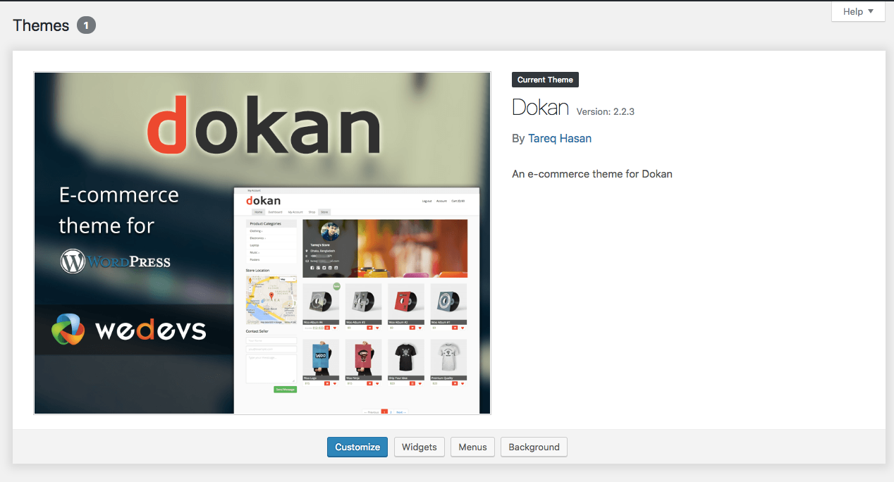 Default Theme WordPress Dokan