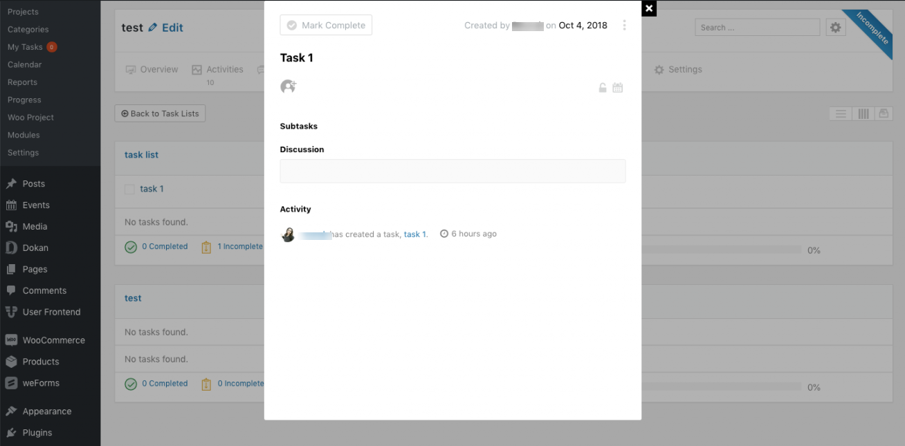 View archived task list in WP Project Manager