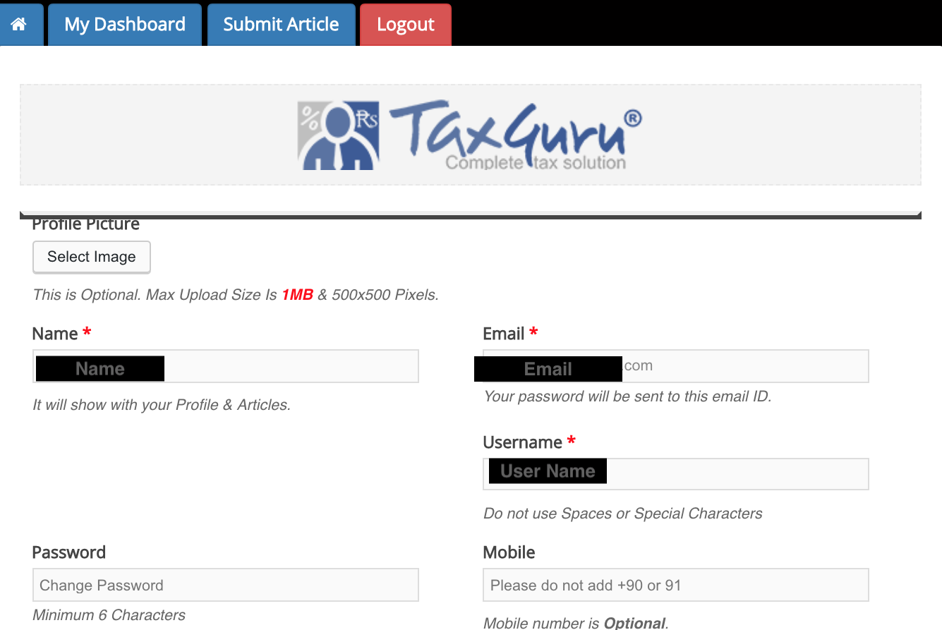 Profile edit Taxguru
