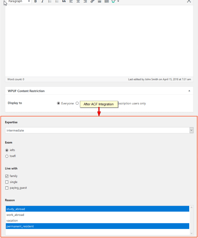 ACF integration