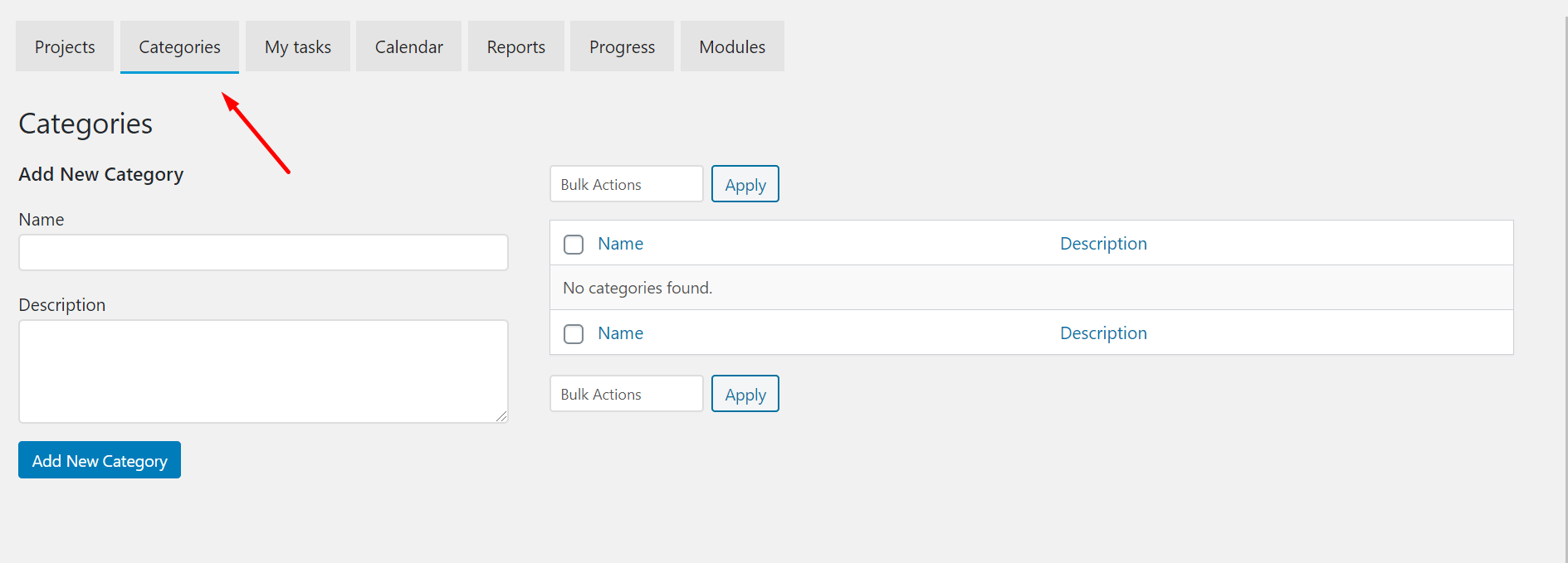 Categories- How to Manage Projects from the Frontend