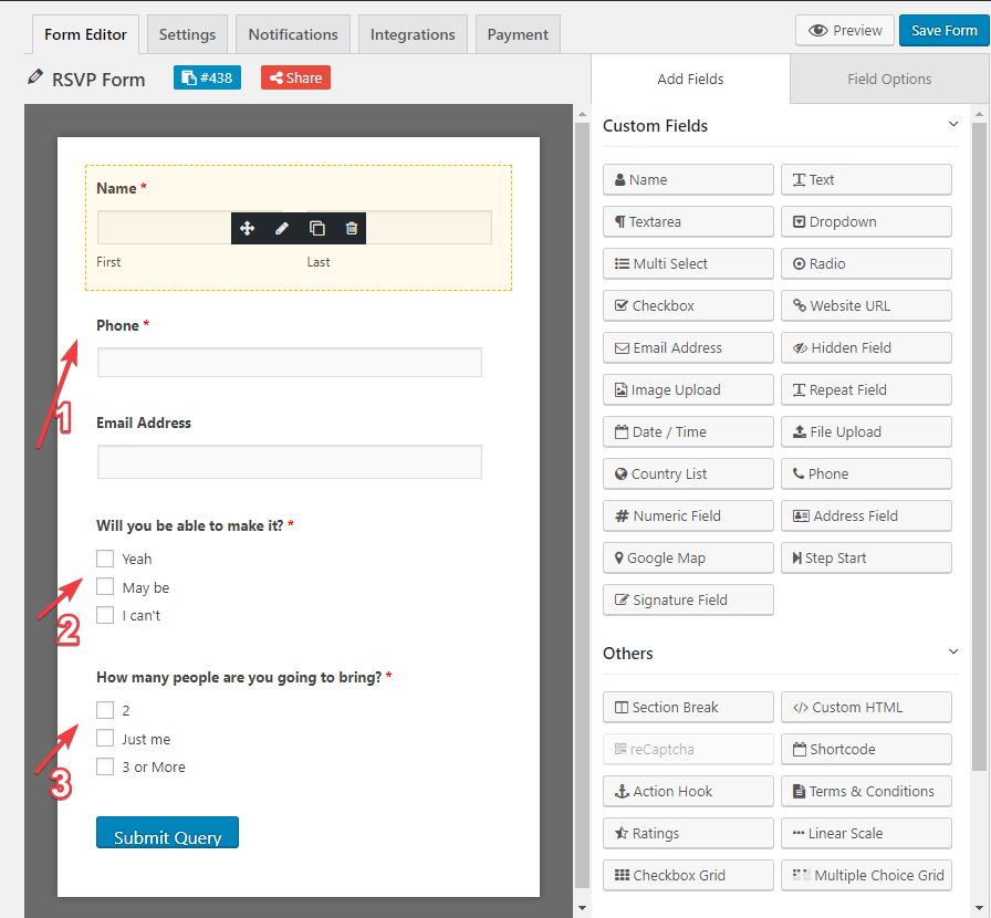 edit option weForms