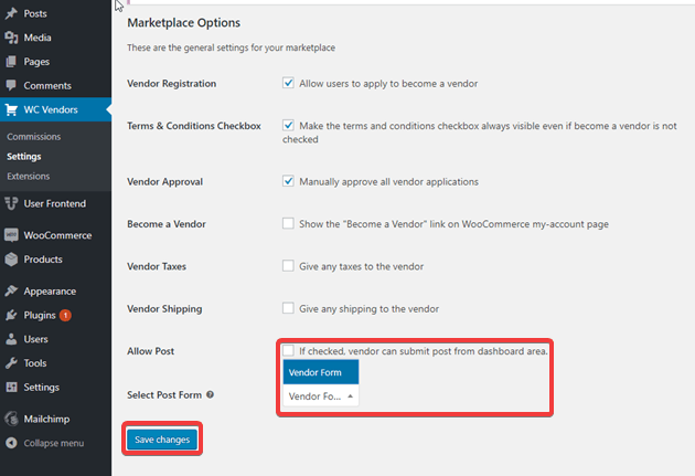 post and form selection