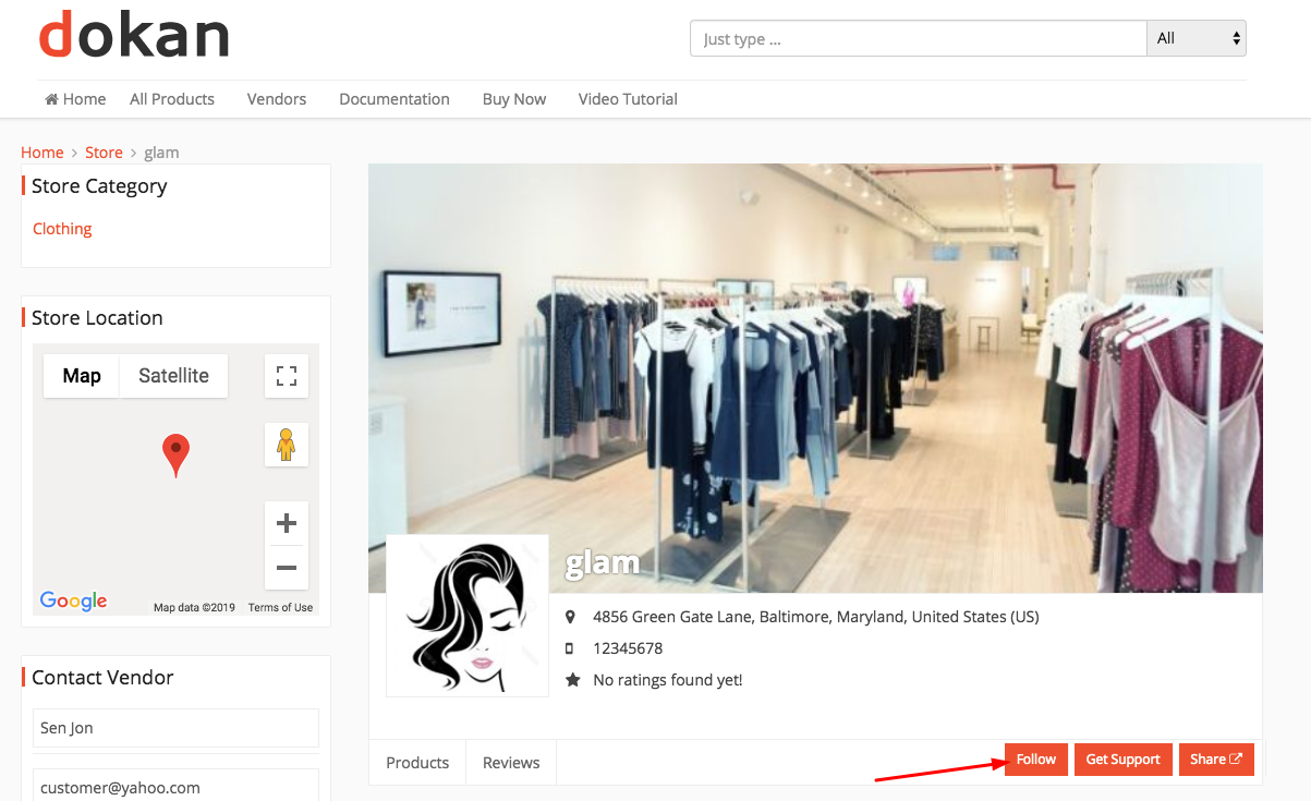 this is a screenshot of Store follow customer