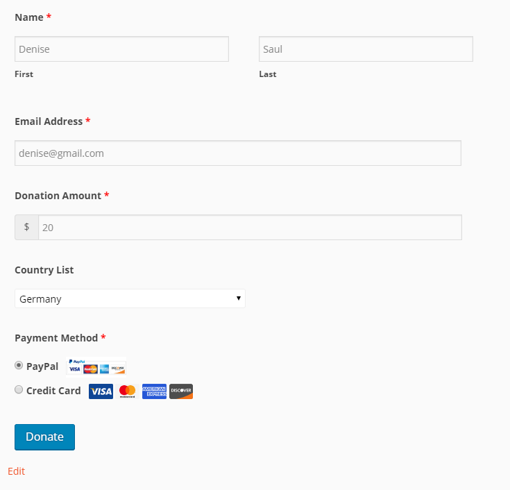 WordPress Donation Form