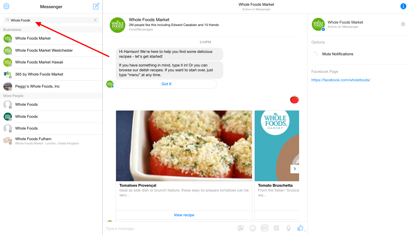 Whole Food chatbot