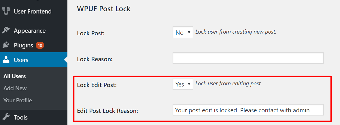 How to Lock Edit Post