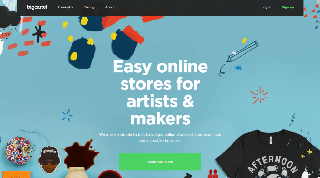 Bigcartel home page overview- best e-commerce platform