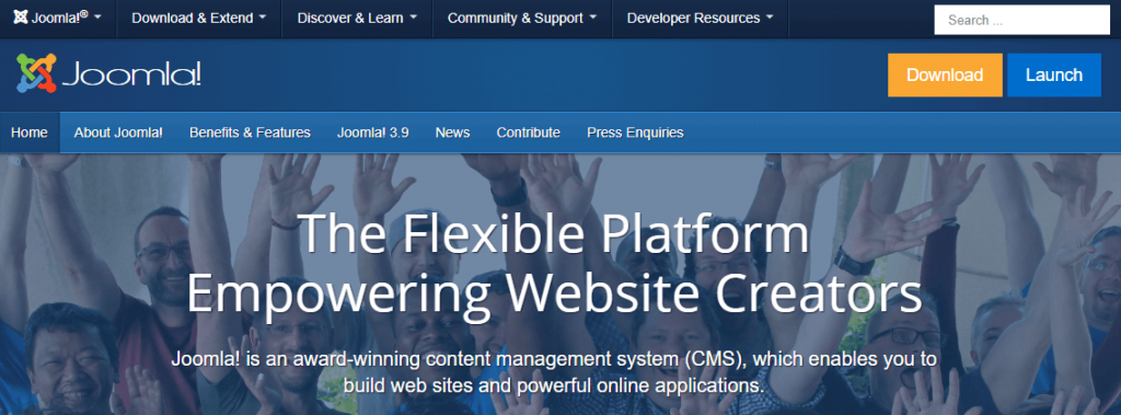 Joomla CMS website home page overview- best CMS platforms