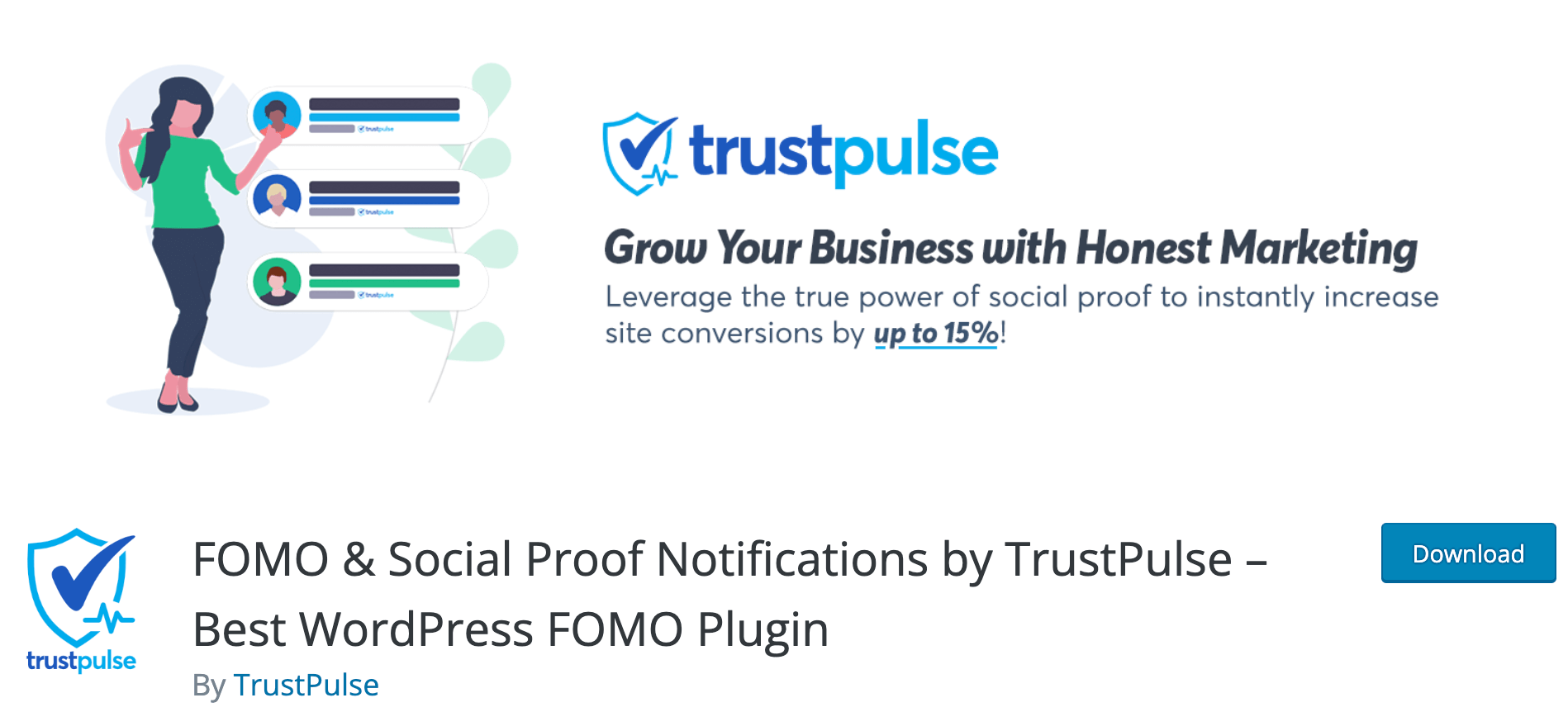 A screenshot of TrustPulse- best wordpress plugins