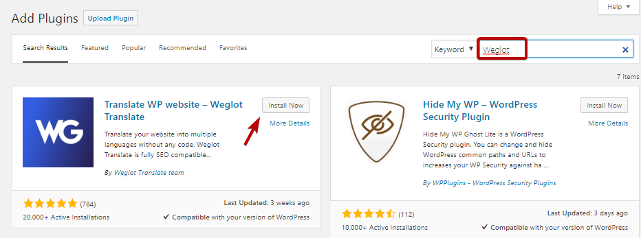 Weglot plugin installation process- WooCommerce Multilingual marketplace