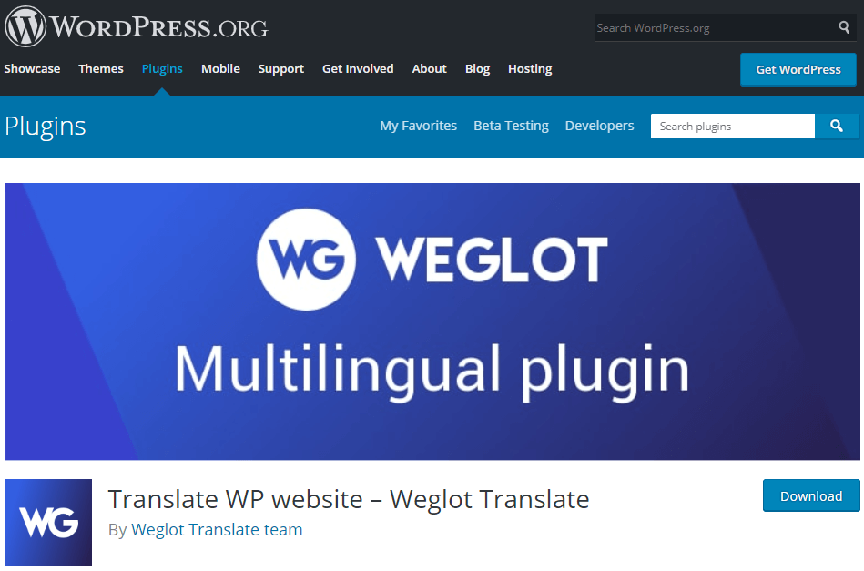 Weglot plugin home page overview- WooCommerce multilingual marketplace