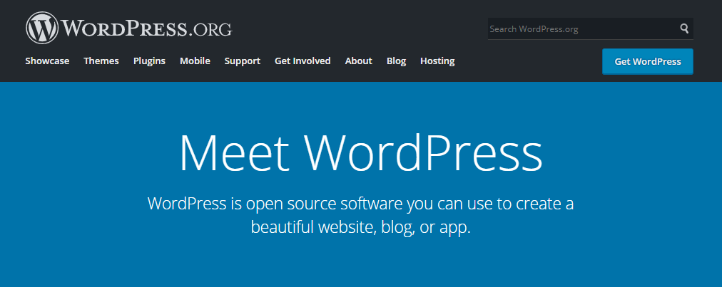 WordPress.org page overview- best CMS platform