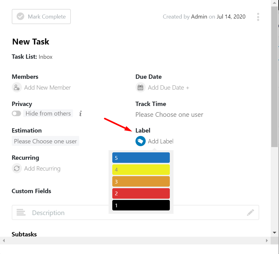 task list- task labeling