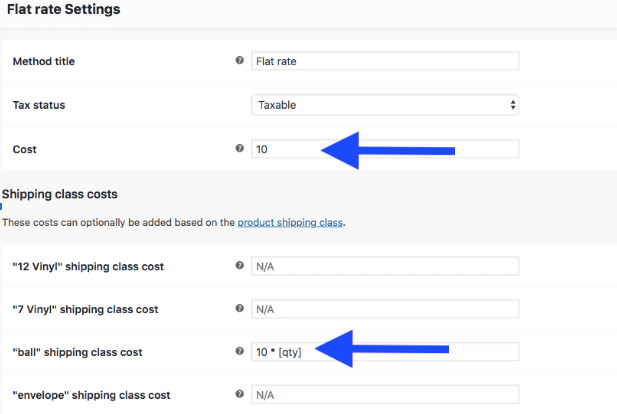 Flat rate shipping settings