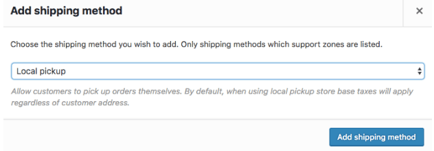 Woocommerce shipping method