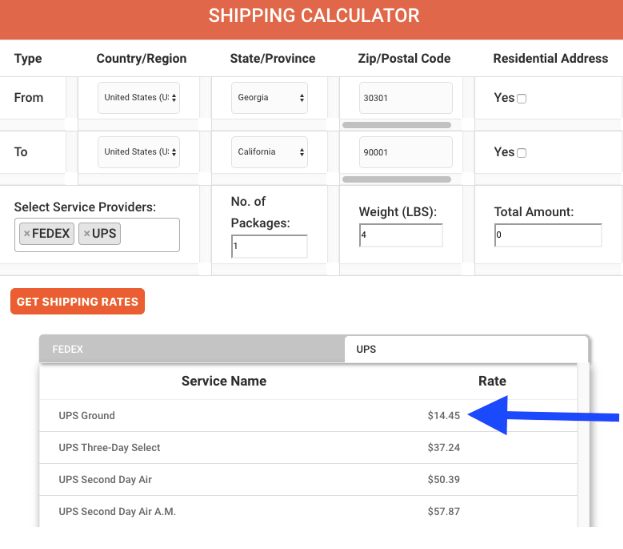 Shipping calculator Woocommerce