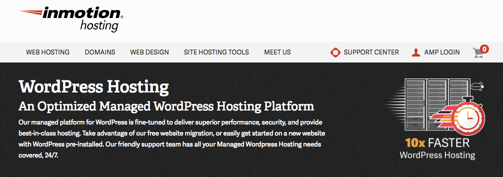 This image shows Inmotion WordPress hosting homepage