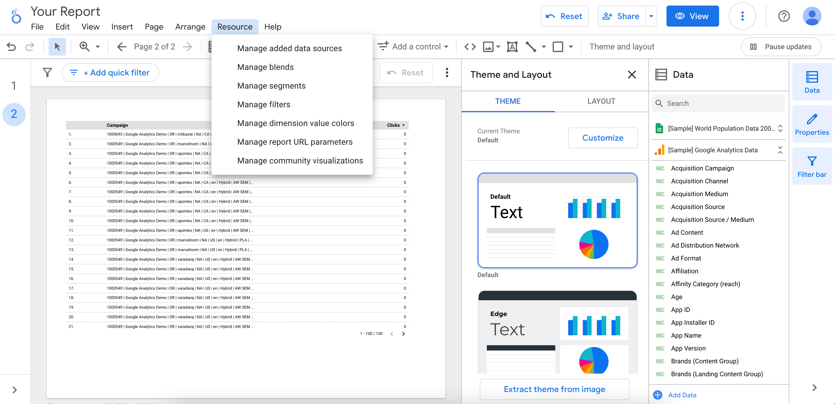 This is a screenshot of Resources