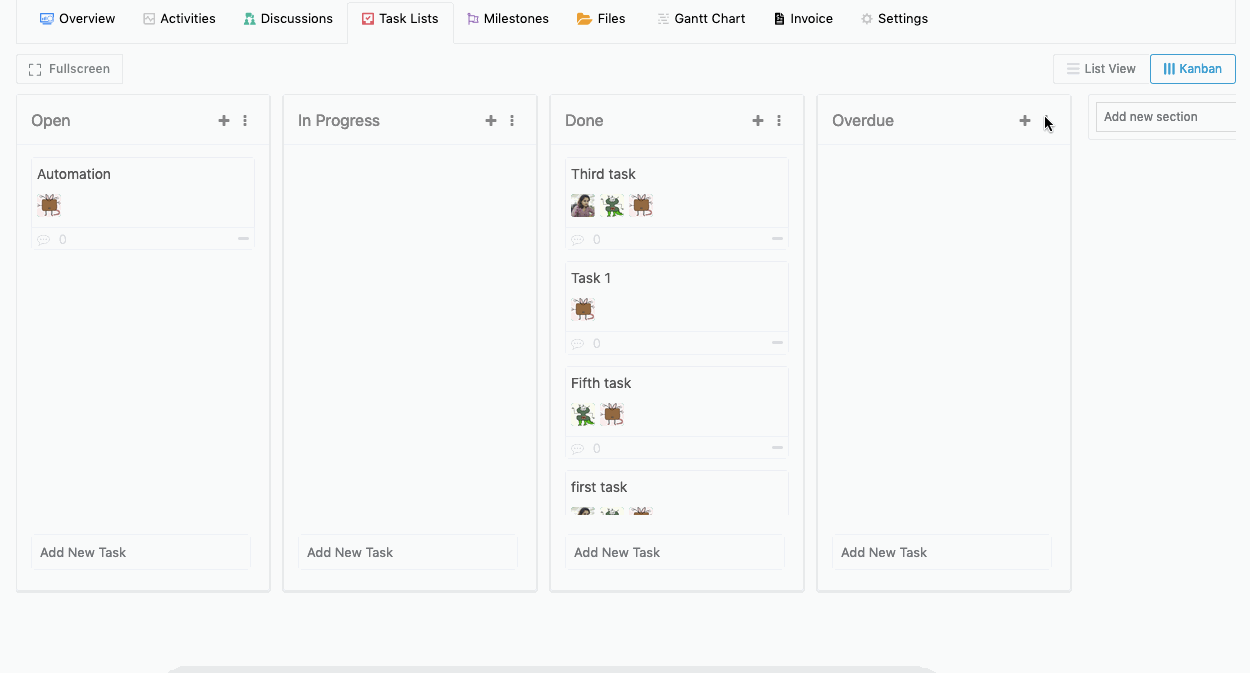 Changing status of drag & drop incomplete tasks 