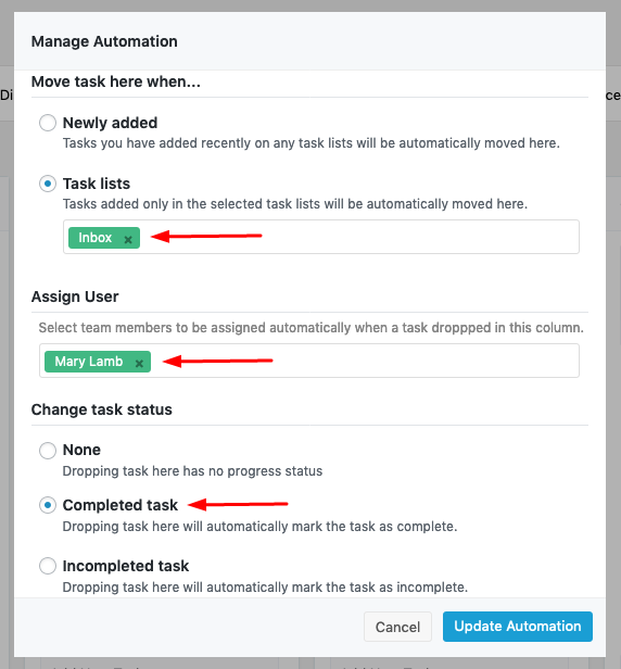 Sync selected task lists with Kanban