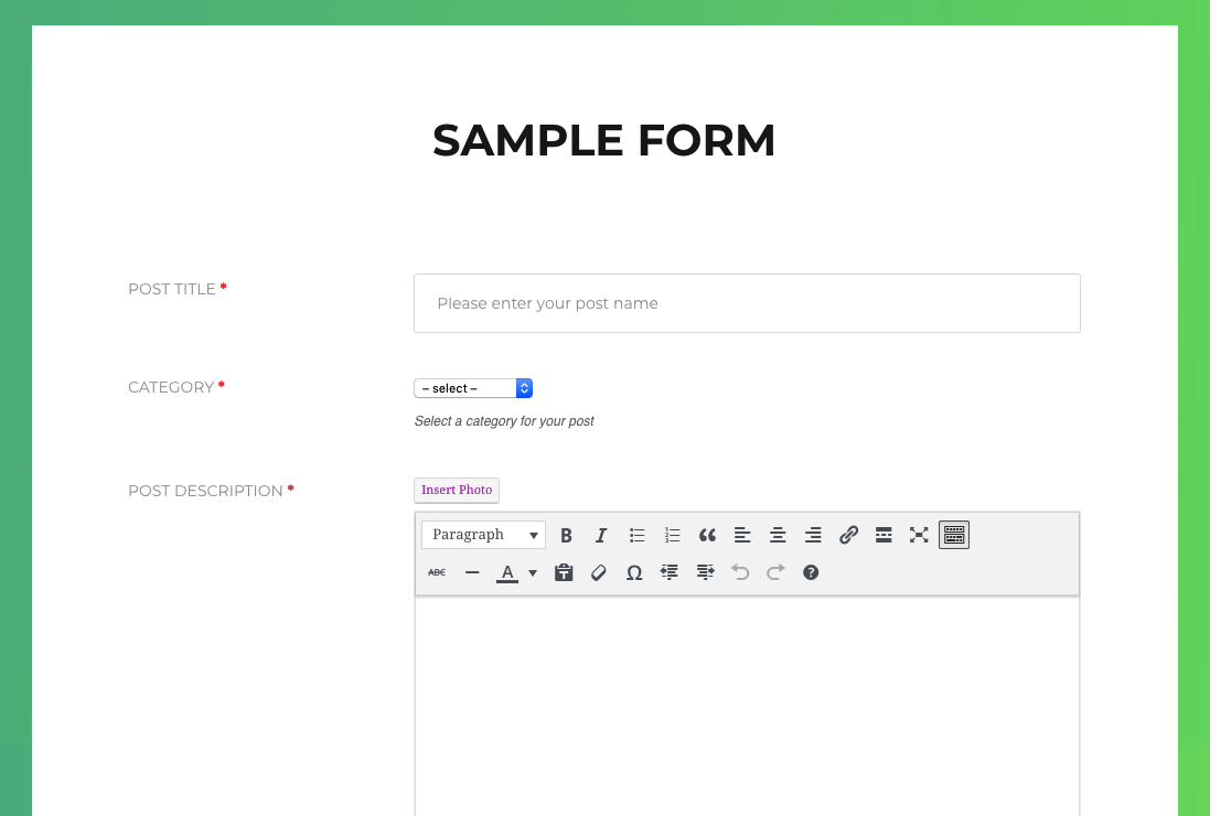 Here’s a sample of what the form would look like on a live site
