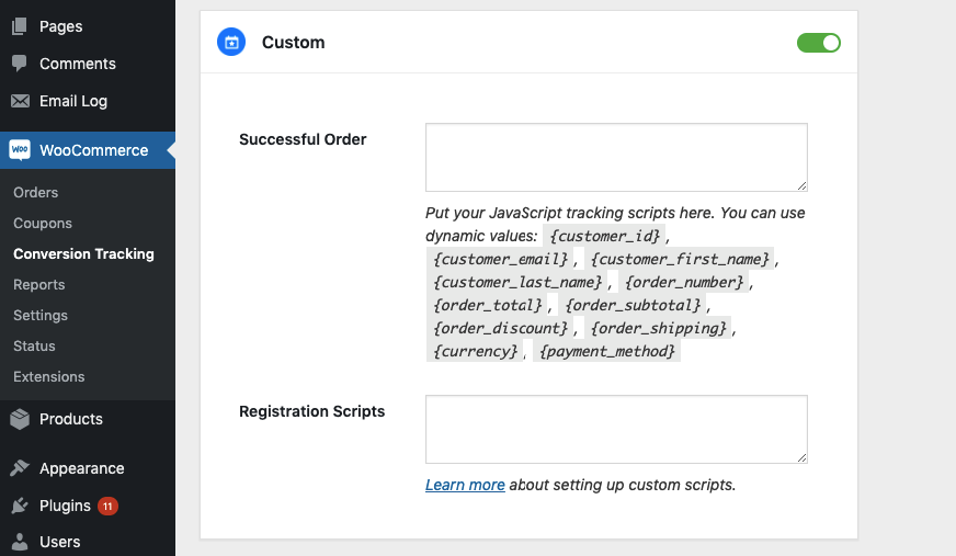 WooCommerce analytics conversion tracking