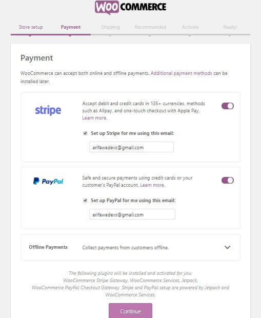 woocommerce payment setup