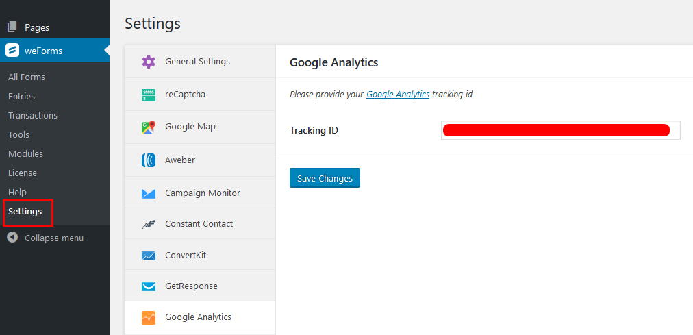 weForms Google Services Integration