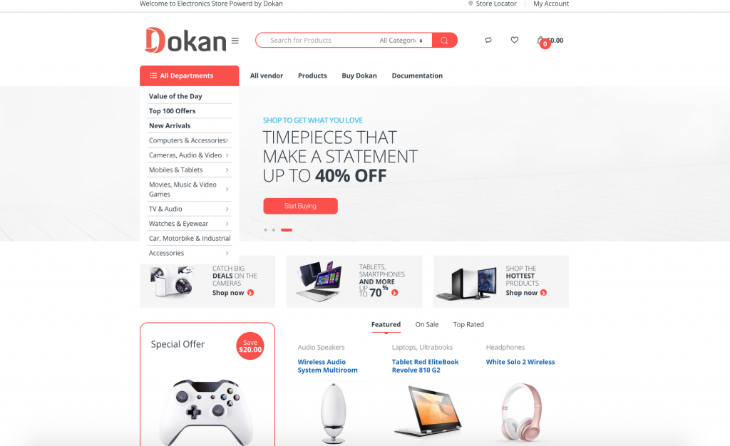 This is a screenshot that shows a Dokan powered eCommerce website 