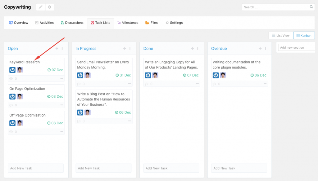 select-task-on-kanban-board