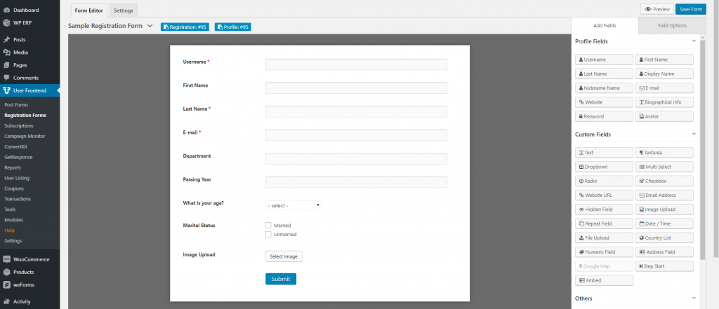 This is a screenshot on how to add a form_how to create an alumni site with WPUF