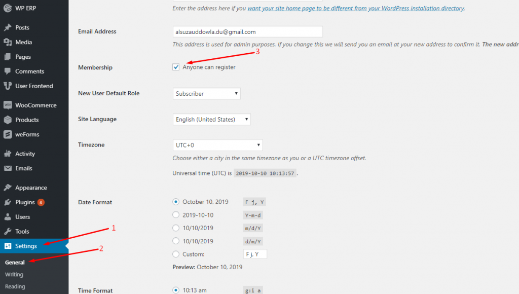 This is a screenshot on enabling anyone can register option from WordPress backend_how to create an alumni website