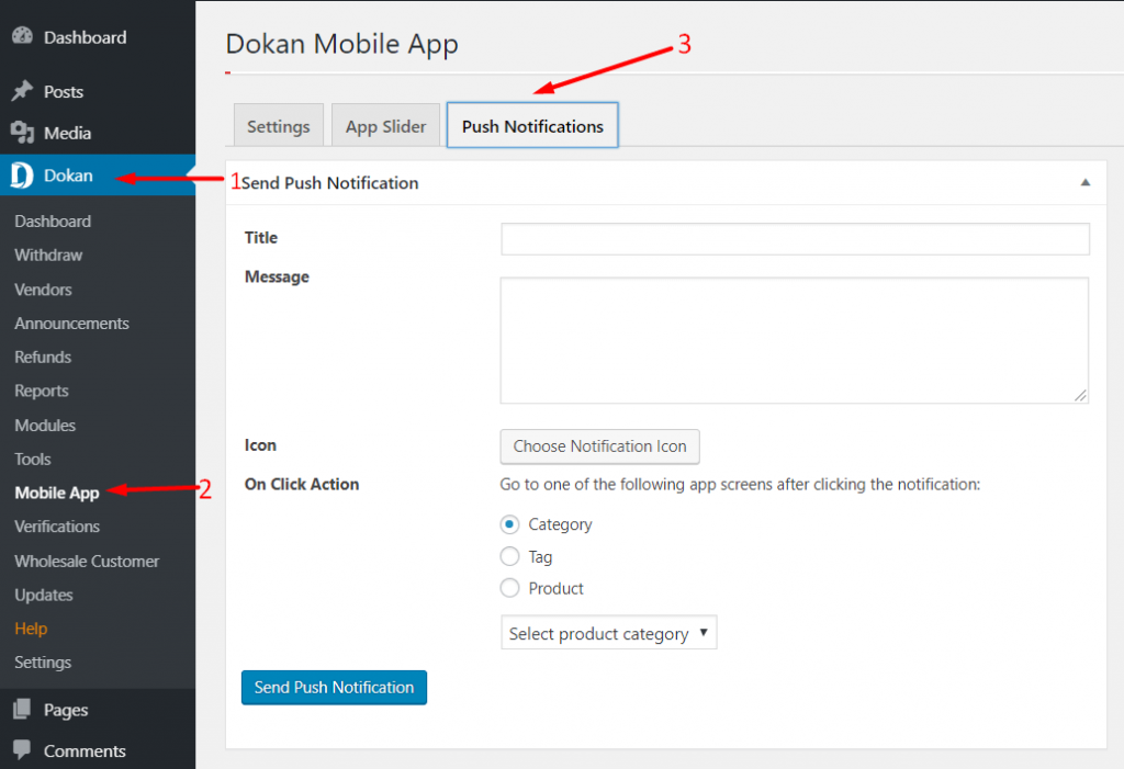 Dokan Mobile App Push Notification